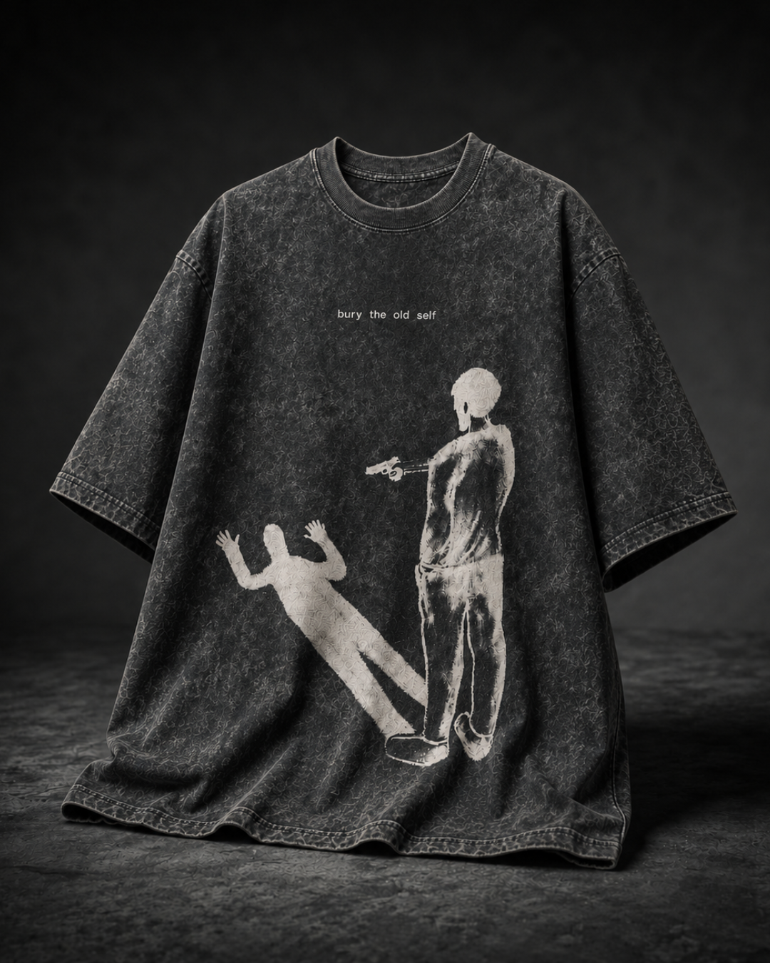Bury The Old Self Acid Wash Black T-shirt