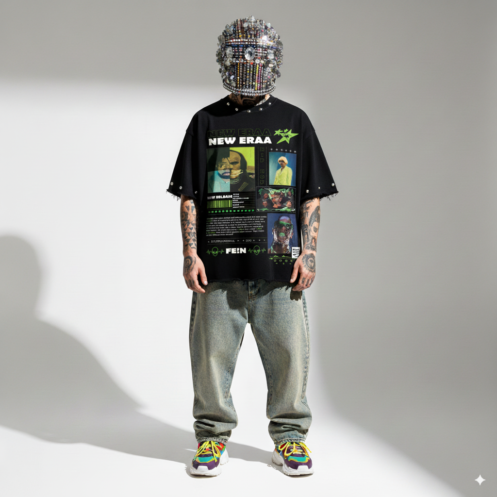 POP ICONS OVERSIZE UNISEX BLACK TSHIRT (BOXYFIT)