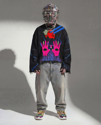 PSYCHEDELLIC TRIP BLACK SWEATSHIRT (BOXY FIT)